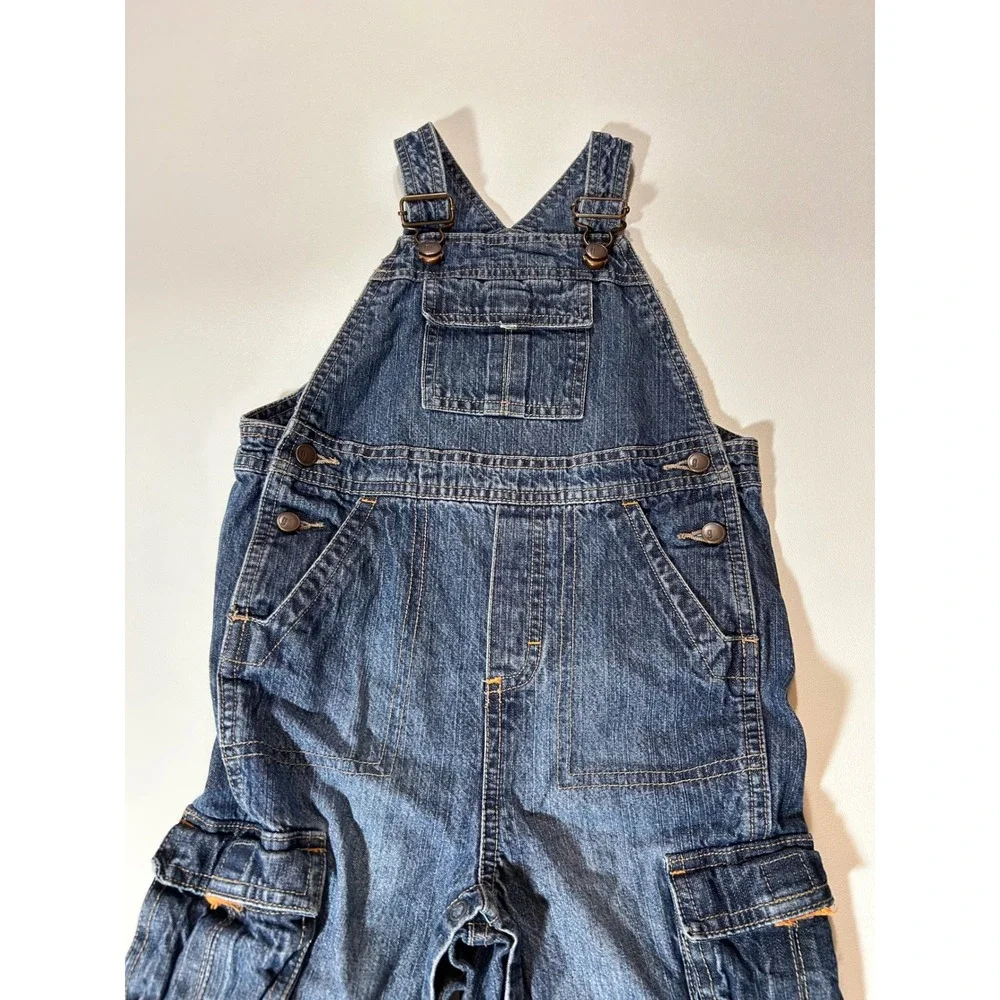 Gymboree Overalls Toddler Boys 2T Blue Denim Excellent Cargo Pockets Snaps